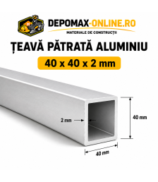 Teava patrata aluminiu 40 x 40 x 2 mm, 6 metri (EN AW-6060)